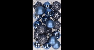 Cosy & Trendy Kleine kerstballen - donkerblauw - D3 cm - kunststof - mat/glans/glitter - kerstversiering