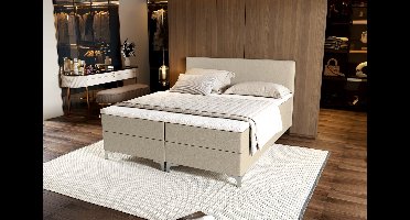 Zydante® - Boxspring - Londen met Opbergruimte - Bed - 140x200 cm - Beige