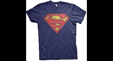 DC Comics Superman Heren Tshirt -2XL- Washed Shield Blauw
