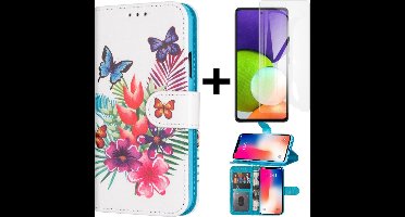 Print Book Case Geschikt voor Samsung Galaxy A14 - Telefoonhoesje-portemonnee hoesje kaarthouder -magneetflipje/ A14 hoesje + gratis screenprotector (3)