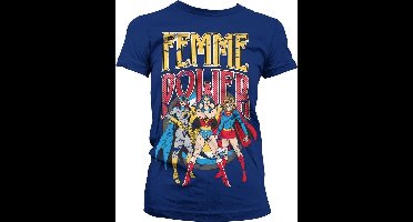 DC Comics Femme Power Girly T-shirt voor dames, marineblauw