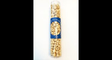 Koker met naturel kleurige houten kralen ca. 250 gram