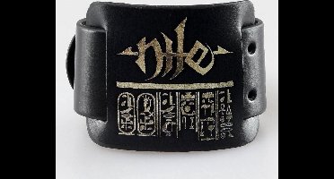 Nile - Logo & Hieroglyphs - Leren Polsband