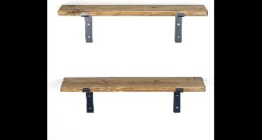 Skye Decor, Decoratieve houten wandplank, Lam004, Vurenhout, Zwart & Walnoot, 60 x 14 x 16 cm