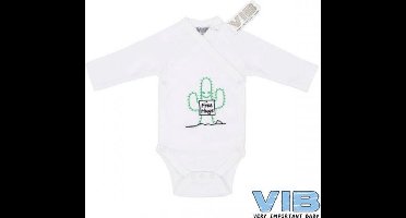 VIB® - Rompertje (overslag) Luxe Katoen - Free Hugs Cactus (Wit) - Babykleertjes - romper - rompertjes - rompertjes met tekst - baby cadeau - baby aankondiging - overslagromper