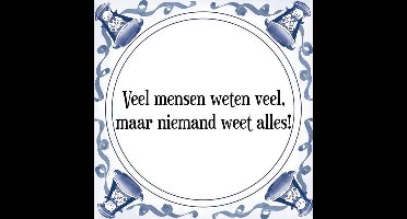 Tegeltje met Spreuk (Tegeltjeswijsheid): Veel mensen weten veel, maar niemand weet alles! + Kado verpakking & Plakhanger