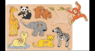 GOKI Steekpuzzel - Babydieren - 8 Delen - 30X21X2,4Cm - Hout - 2 Jaar