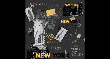Dutch Wallcoverings Behang New York - zwart/geel