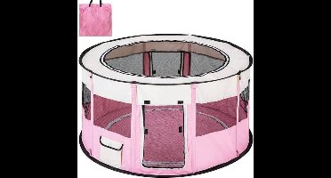 Topmast Nylon Puppyren Rond | Roze - 114 x 114 x 60 cm - Puppyrennen Opvouwbaar