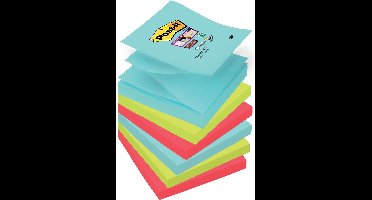 Post-it® Super Sticky Z-Notes - Kleurenset Miami - 2x Aquawave, 2x Neon groen, 2x Poppy