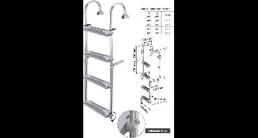 Lalizas L55698 opklapbare RVS Zwemtrap voor Dekmontage 1500 mm