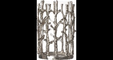 Cosy & Trendy Windlicht Glas Aluminium Zilver - 12.5 cm x 12.5 cm x 20 cm