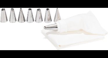 Patisse decoreerset RVS spuitzak 9-delig wit - taart decoratie.