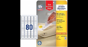 Avery-Zweckform L4732REV-10 Universele etiketten 35.6 x 16.9 mm Papier Wit 800 stuk(s) Weer verwijderbaar Inkjet, Laser