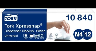 Tork 10840 Xpressnap 9000st Dispenserservetten Wit N4 1/4-vouw 1-laags 8x1125st servetten (10840)