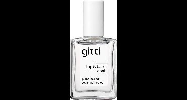 Gitti Plant-based Top&Base Coat - topcoat - basecoat - nagellak - plantaardig - 88,5% natuurlijk - 23 vrij - beschermt de nagels tegen kleurvlekken - hoogglanzende afwerking - versterkt de nagels - manicure - blijft 7-10 dagen zitten