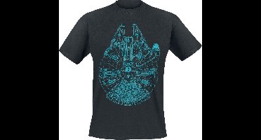 Star Wars Millenium Falcon Blueprint Heren T-shirt - zwart - L