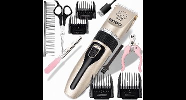 Hondentondeuse – Honden Trimmer – Complete Honden Trimset – Draadloos & Oplaadbaar – 4 Opzetkammen – Dierentondeuse – Inclusief Schaar, Nagelknipper, Vijl & Kam