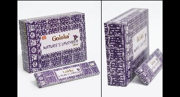 Goloka Nature's Lavender Wierook – 12 x 15g (180g) – Natuurlijke Lavendel Geur – Ontspannende Aromatherapie – 144 Wierookstokjes