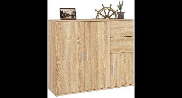 Dressoir – Kast – Opbergmeubel – Buffet – Ladekast – Bruin – Compact 91x29,5x75 cm – Duurzaam Hout – Modern Design
