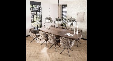 Giga Meubel Armstoel Hoven Taupe/Bruin – Draaibaar – Polyester - Set van 2