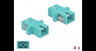 Delock Optical Fiber Coupler SC Simplex female to SC Simplex female Multi-mode 4 pieces light blue