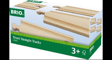 BRIO Halve rechte rails 33334 uitbreiding voor BRIO World - Treinbaan Uitbreiding - 4 onderdelen - Vanaf 3 jaar