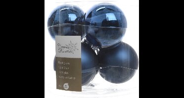 3 stuks Kerstbal glas glans-mat diameter 8cm nacht blauw KSD