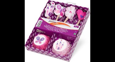Patisse Cupcakevormen Met Deco-prikkers 5 Cm Papier Roze 24 Stuks