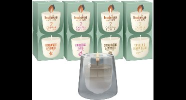 Bolsius - CleanLight - Grijs - Houder en navulbare Geurkaarsen - Starterkit - Met 9 gegeurde Refills