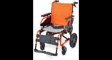 winco Lite Rolstoel – Veilig, Wendbaar & Compact – Met Trommelrem, Verstelbare Beensteunen & Ademend Zitkussen - Oranje
