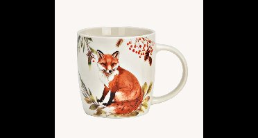 Mok vos decor, wit & bruin (B/H/D) 12x9x8cm 350ml