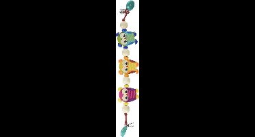 Wagenketting van Hout voor Baby's - Uilenserie, Handgemaakt met Veiligheidsclips, Geschikt voor Kinderwagens en Autostoeltjes