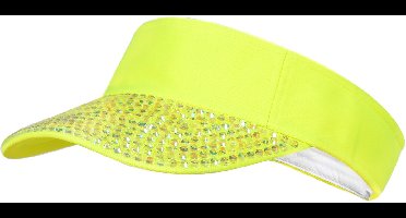 Zonneklep met steentjes Neon Geel