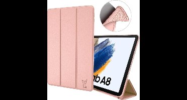 Hoes geschikt voor Samsung Galaxy Tab A8 2021 / 2022 - Trifold Smart Cover Book Case Kunstleer Tablet Hoesje Roségoud