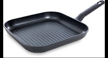 BK Easy Induction Grillpan 26x26cm - PFAS-vrije antikleeflaag - Grillpan inductie - Keramische pan - Ovenbestendig tot 160°C - Koudgrepen - Zwart