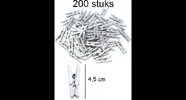 Zilveren wasknijpers kerstknijpers Houten knijper zilver metallic 4,5cm - 200 stuks