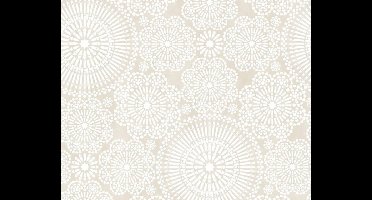 GRAFISCHE BLOEMEN BEHANG - Beige Grijs Wit - AS Creation COZZ