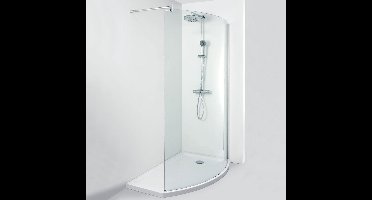 Inloopdouche Allibert Walk-In Wings Gebogen Rechts 140x210cm Antikalk 8mm Helder Glas