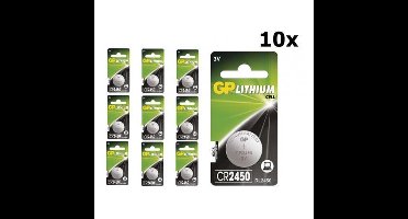 GP CR2450, DL2450, ECR2450 3V Lithium knoopcel batterij - 10 Stuks