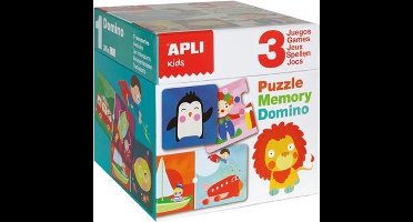 ApliKids puzzel, memory & domino, doos met 3 stuks