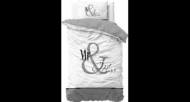 Dreamhouse Mr and Mrs 3 Marble Dekbedovertrek - 140x200/220 + 1 kussensloop 60x70 - Grijs - Eenpersoons