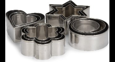 set uitsteekvormen RVS zilver 12-delig