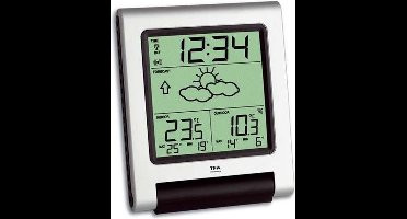 TFA 35.1089.54.IT - Weerstation - Buiten- en Binnetemperatuur - Weersverwachtingen - Luchtdruktendens - Zendergestuurde Tijd - Alarm - Snooze - Zilverkleurig - Zwart