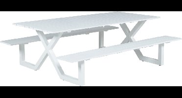 Garden Impressions - Napels picknicktafel - 210x170 - aluminium - mat wit