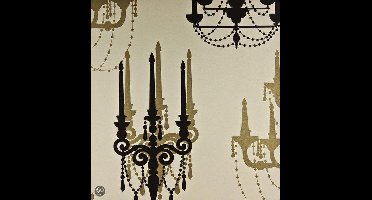 Dutch Wallcoverings Papierbehang - Kandelaar - Goud/zwart