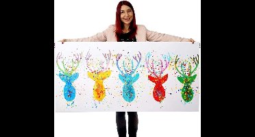 Olieverf schilderij kleurrijke Herten