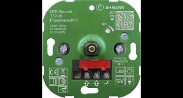 Ehmann 3900x0800 Dimmer (inbouw) Geschikt voor lampen: LED-lamp, Spaarlamp, Halogeenlamp, Gloeilamp