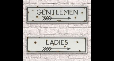Ladies Gentlemen Toilet Metalen Borden Rusty 15cm x 56cm Set van 2