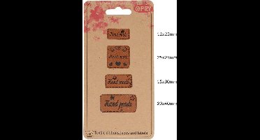 Opry Skai-leren labels handmade - 5x4st